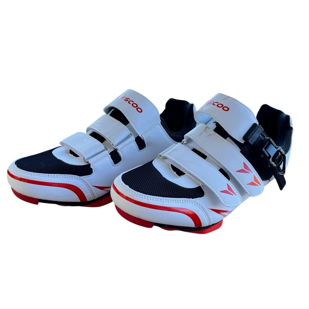 Kescoo Cycling Shoes Clip In White Red NWOB Men's 7-7.5 Women's 8-8.5 Road